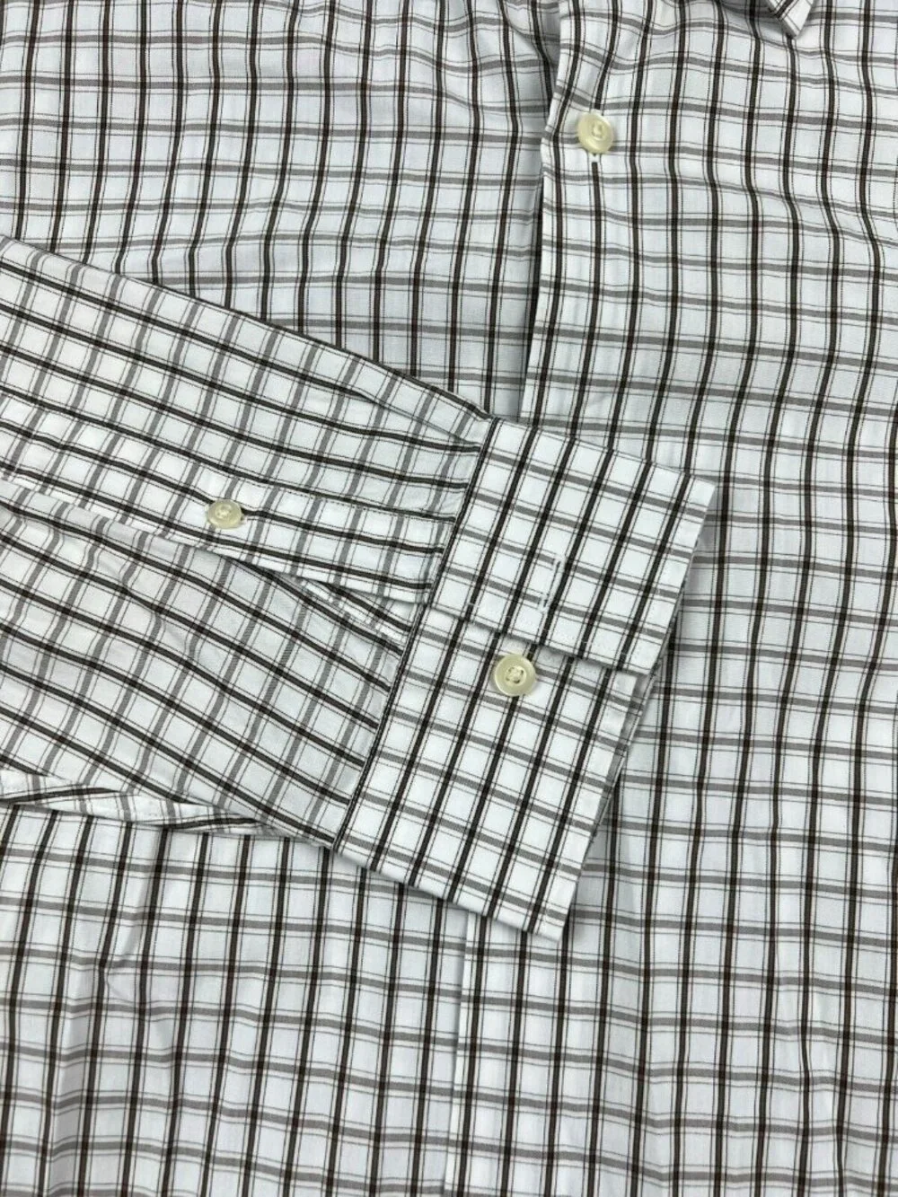 Banana Republic Men's Woven In Italy Plaid Shirt Beige Tan Size Large 16/16.5